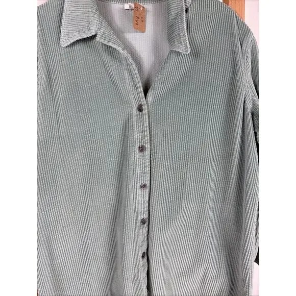 J. Jill Mint Green Corduroy Button Up Flower Pattern Jacket #1328 Size XL - Picture 2 of 4